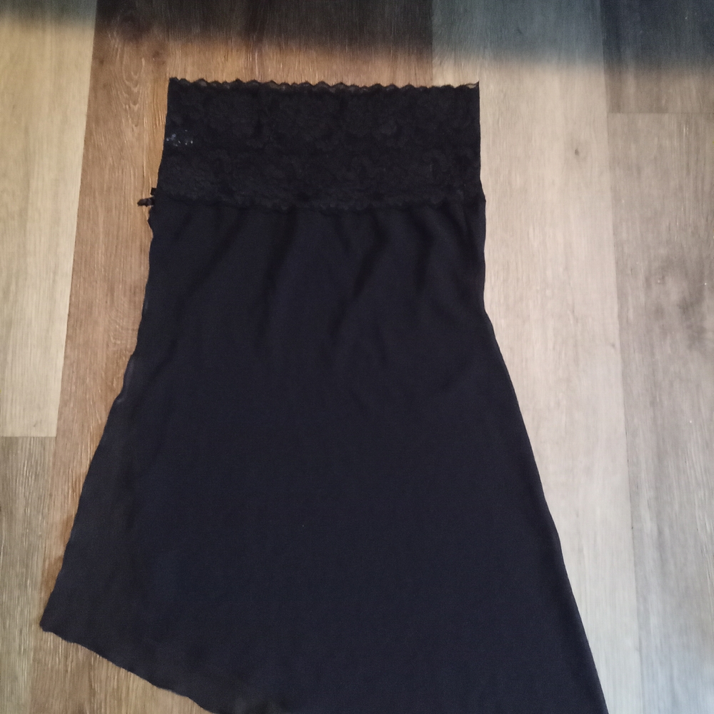 Elegant Black Lace Trim Slip Dress NWOT